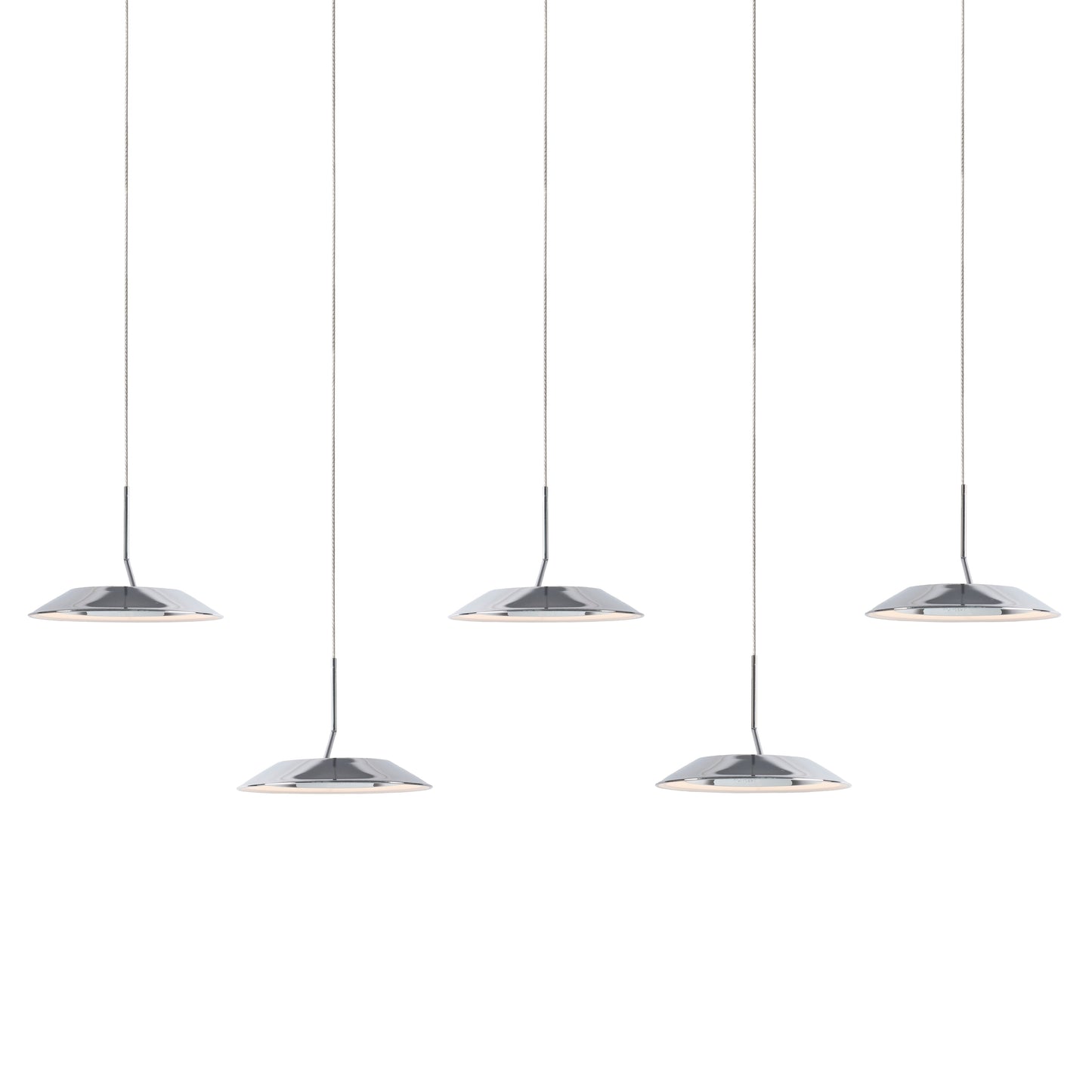 Royyo Pendant Linear 5 Pendant Chrome Matte White Canopy Ryp L5 Sw Crm by Koncept Inc