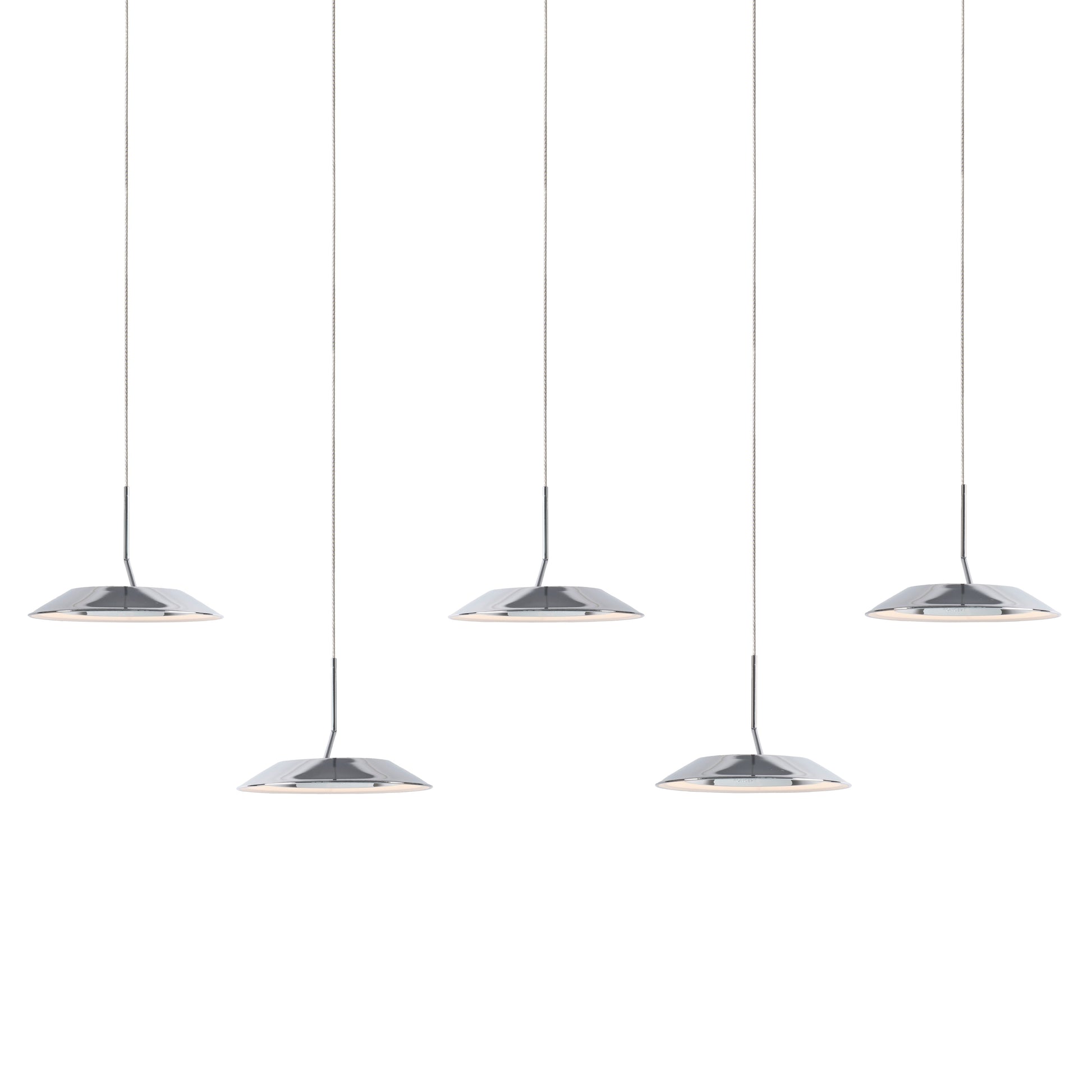 Royyo Pendant Linear 5 Pendant Chrome Matte White Canopy Ryp L5 Sw Crm by Koncept Inc