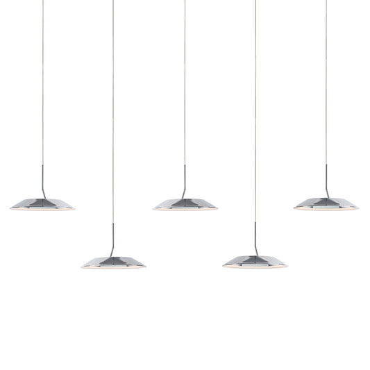 Royyo Pendant Linear 5 Pendant Chrome Matte White Canopy Ryp L5 Sw Crm by Koncept Inc