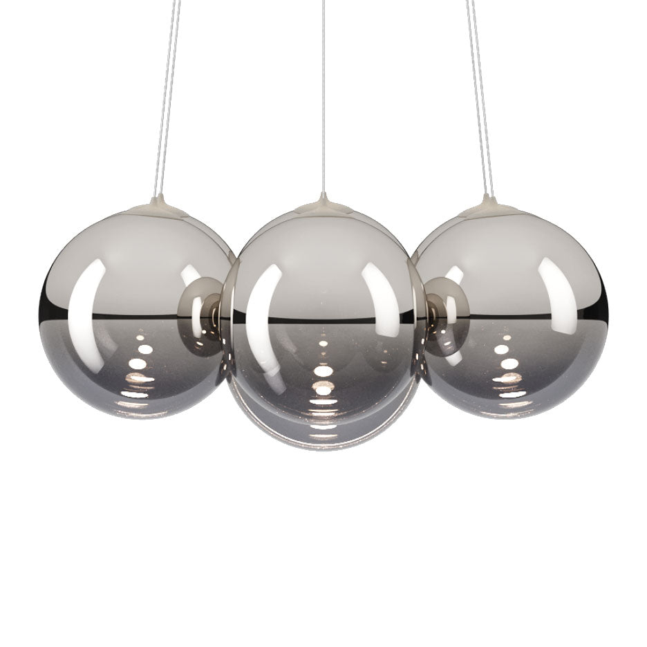 Lodes Random Cloud 7-Light chrome glass LED chandelier suspended from a white canopy