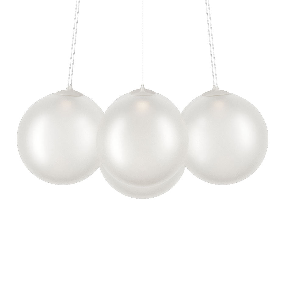 Modern Lodes Random Cloud LED chandelier featuring seven frosted white glass globes