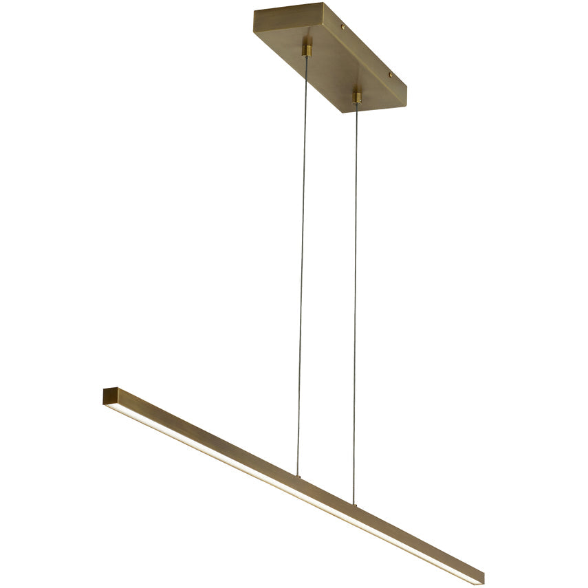 Long 50-inch Linear Suspension Light Aged Brass Satin Nickel by Visual & Comfort & Co