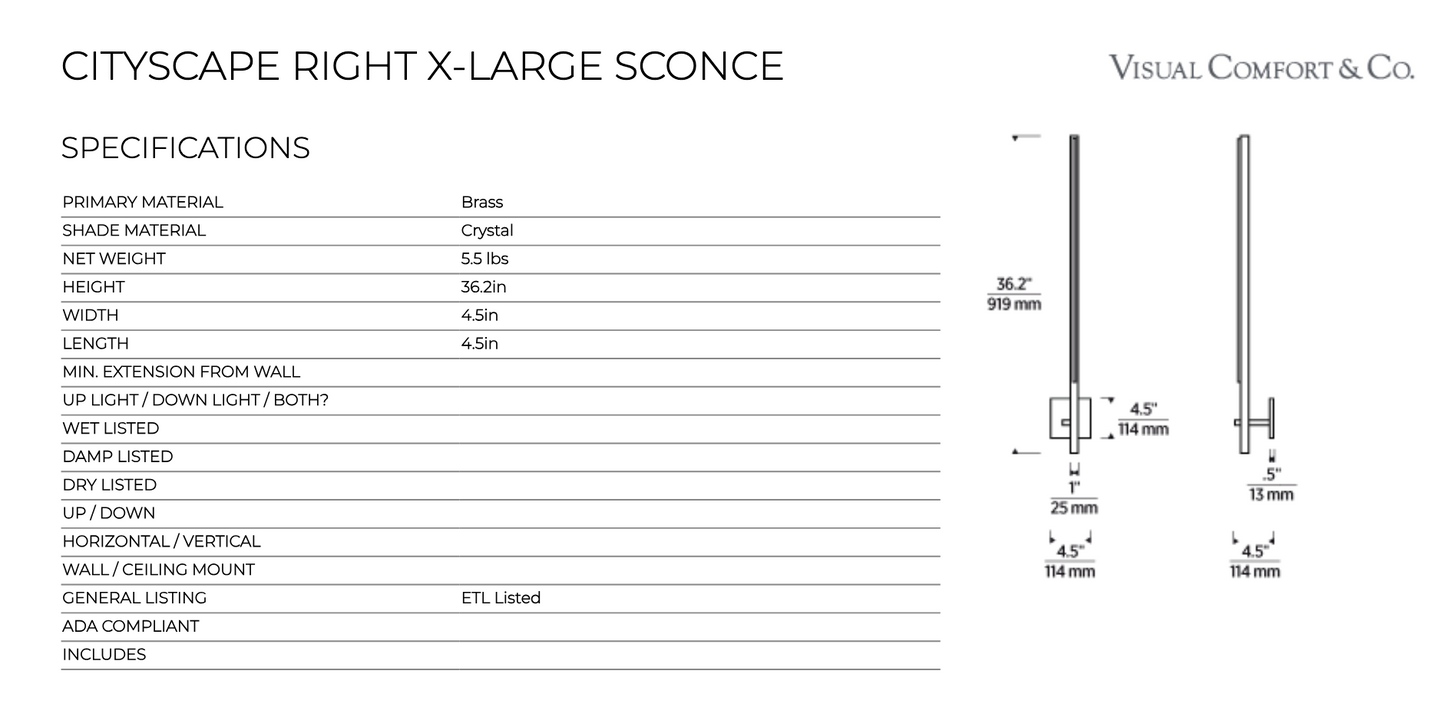 Visual Comfort Modern X Large Led Sconce 