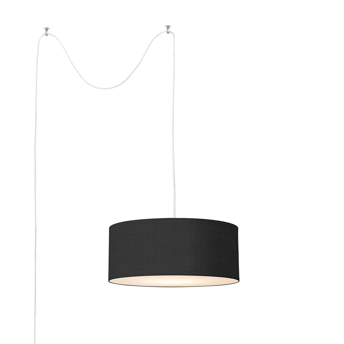 Stretch Swag Lamp by Nova of California, Black shade, Satin Nickel body – view 7