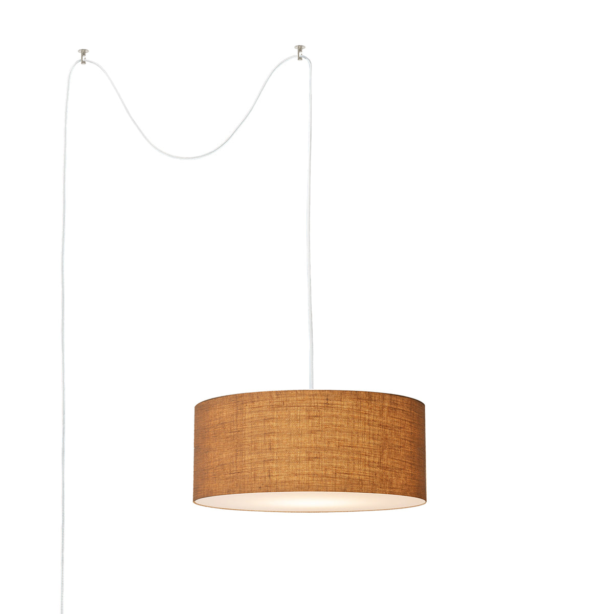 Stretch Swag Lamp by Nova of California, Burlap shade, Satin Nickel body – view 10