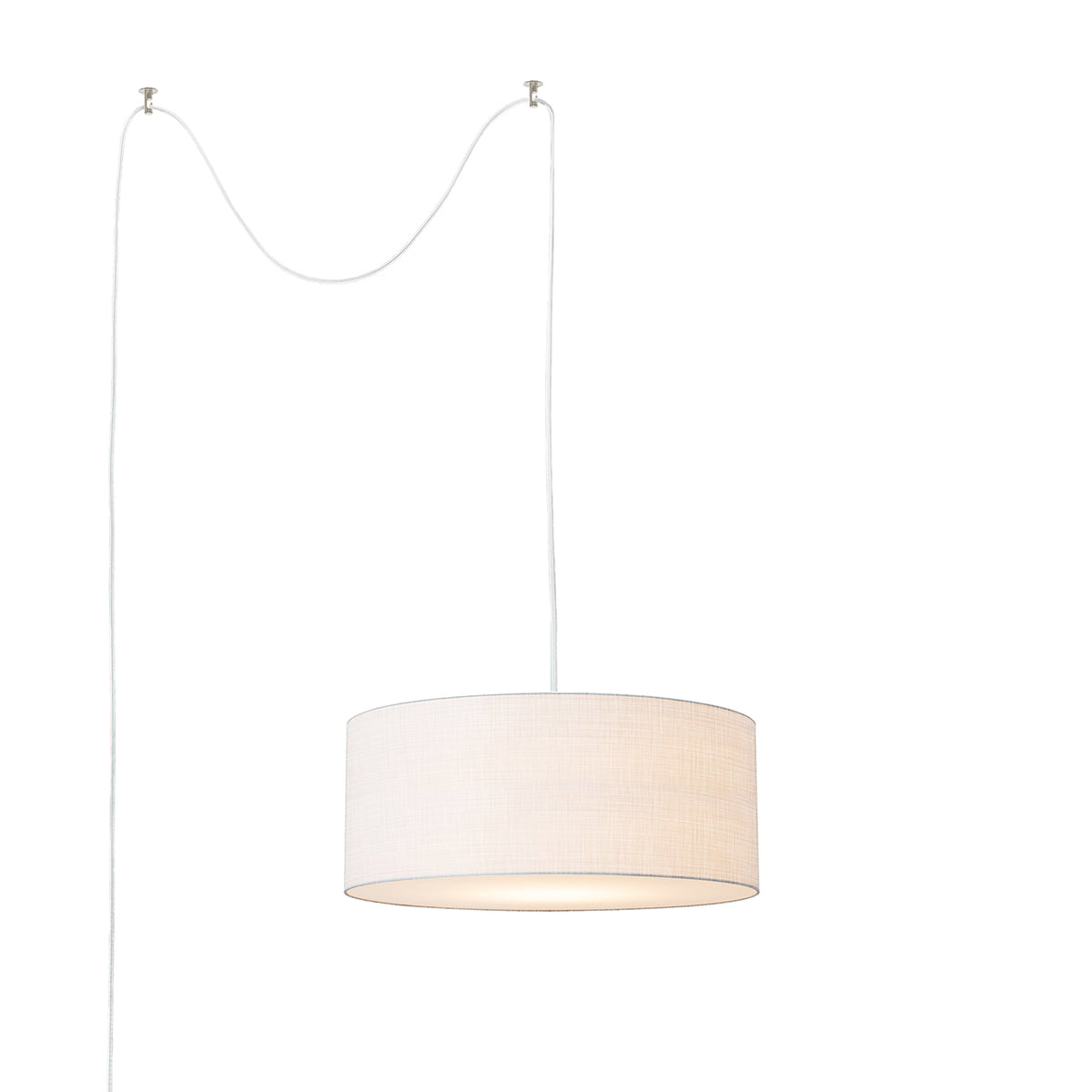 Stretch Swag Lamp by Nova of California, White shade, Satin Nickel body – view 14