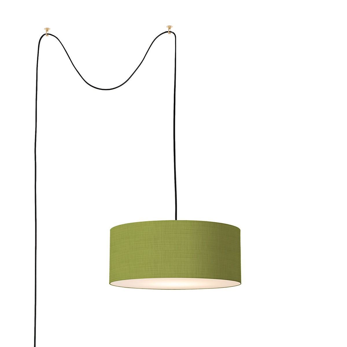 Stretch Swag Lamp by Nova of California, Avocado shade, Weathered Brass body – view 6
