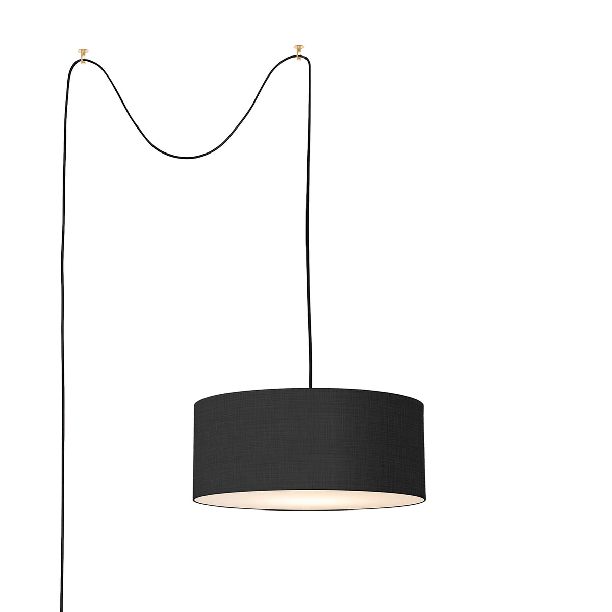 Stretch Swag Lamp by Nova of California, Black shade, Weathered Brass body – view 8