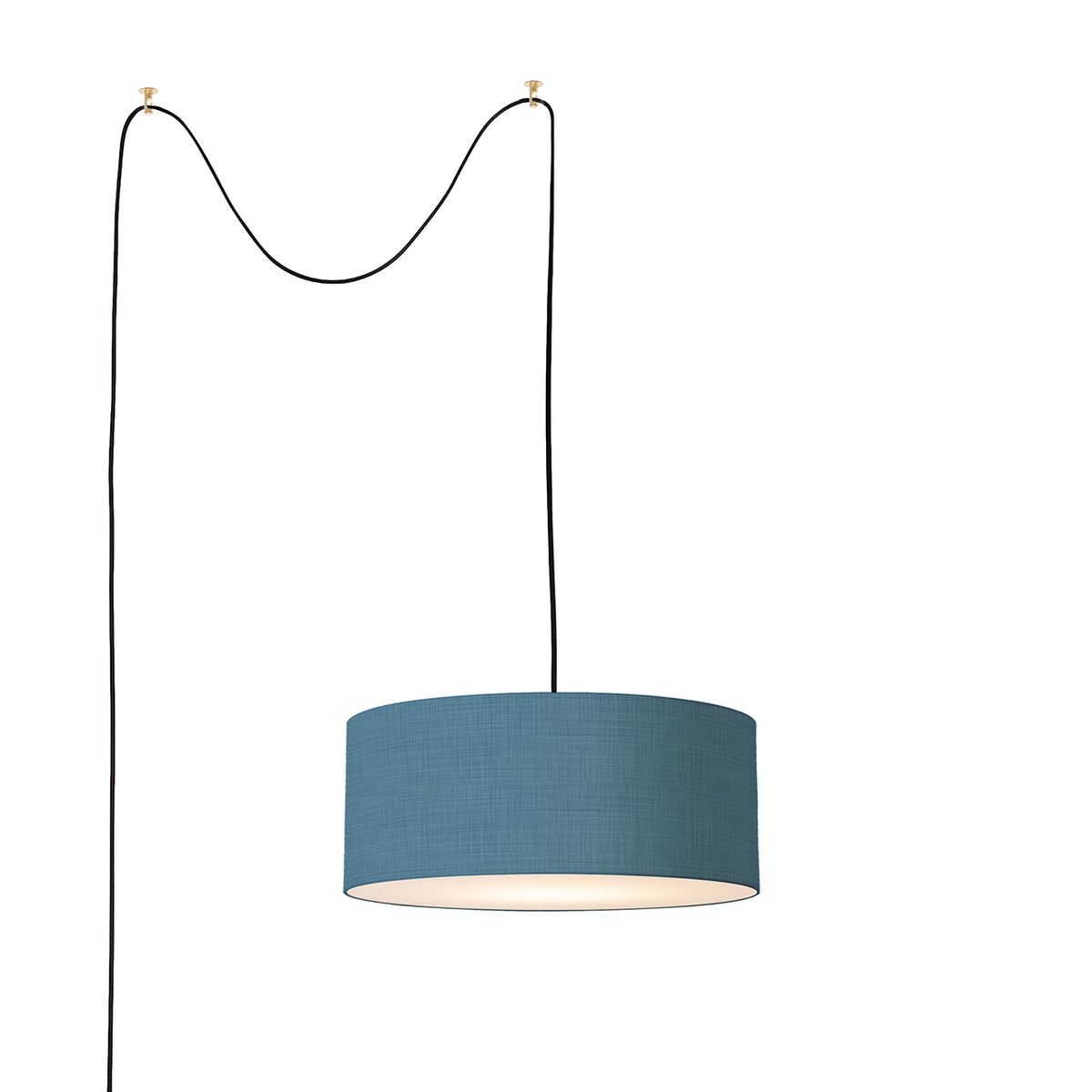 Stretch Swag Lamp by Nova of California, Turquoise shade, Weathered Brass body – view 4