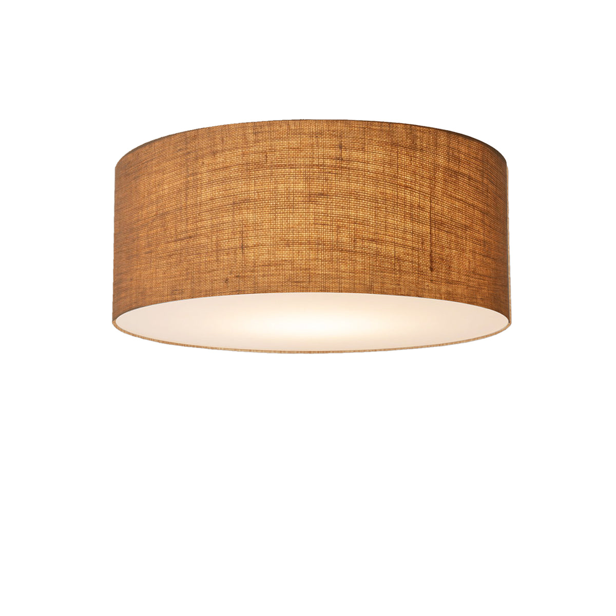 Stretch Flush Mount by Nova of California, Burlap shade, Weathered Brass body – view 9