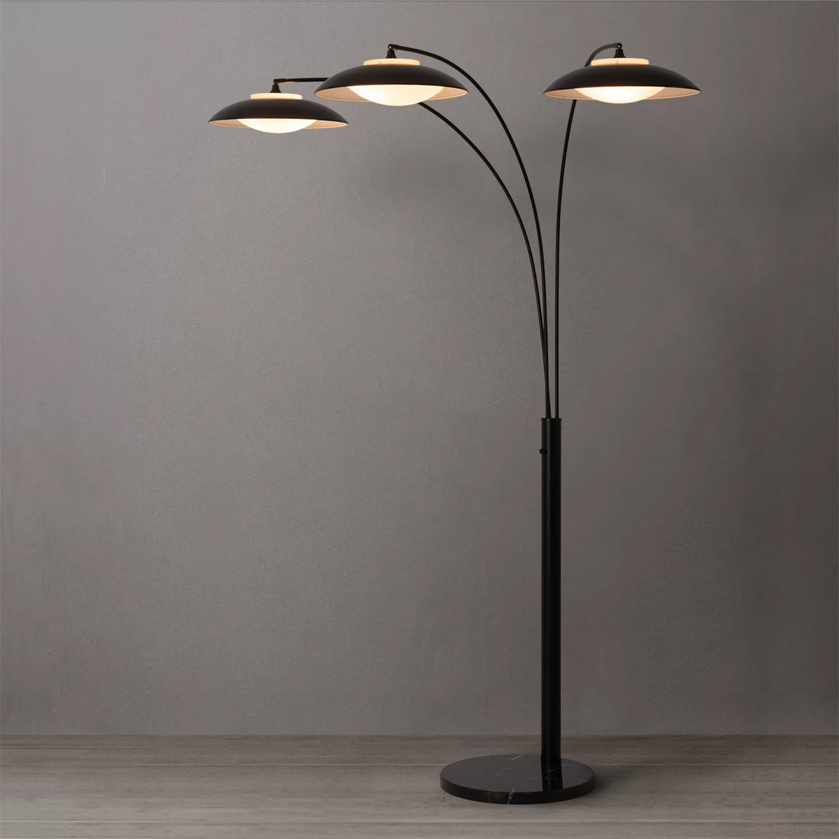 Saucer 3-Light Arc Floor Lamp by Nova of California – view 1
