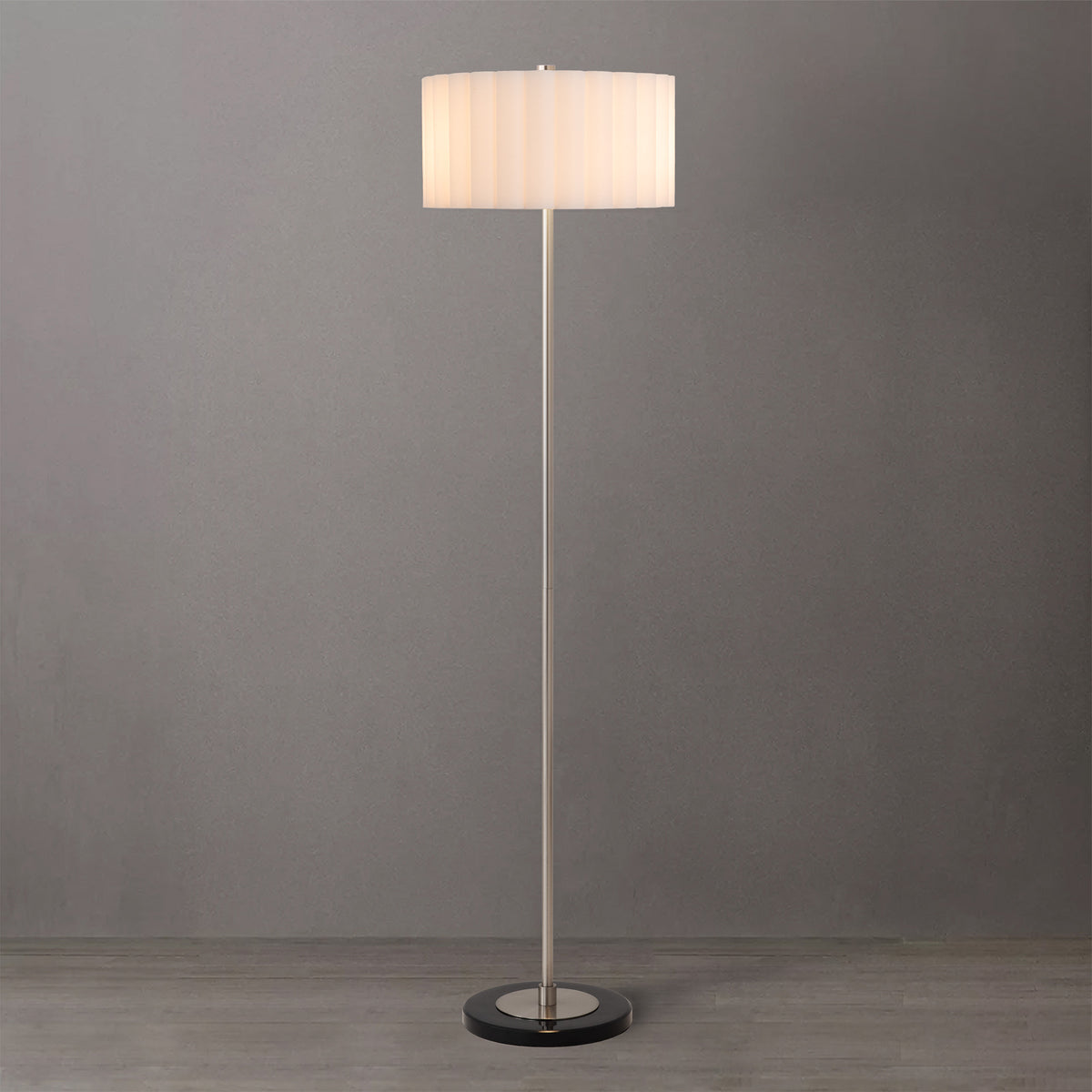 Scallop Slimline Floor Lamp, Satin Nickel Base by Nova of California – view 4