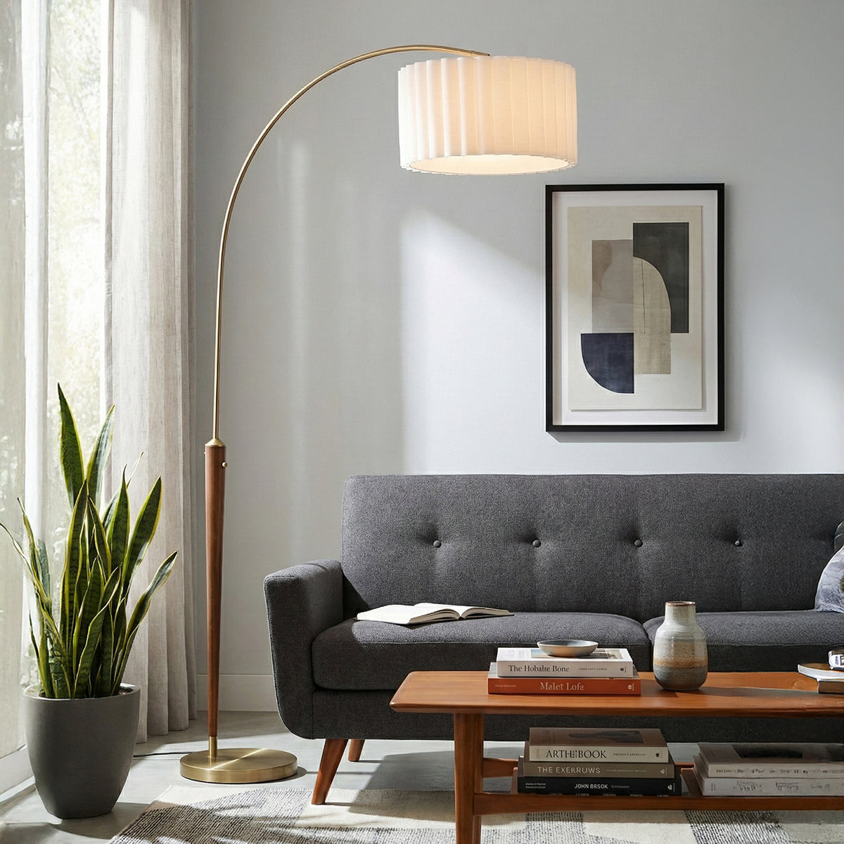 Scalloped 1-Light Arc Floor Lamp by Nova of California – view 3