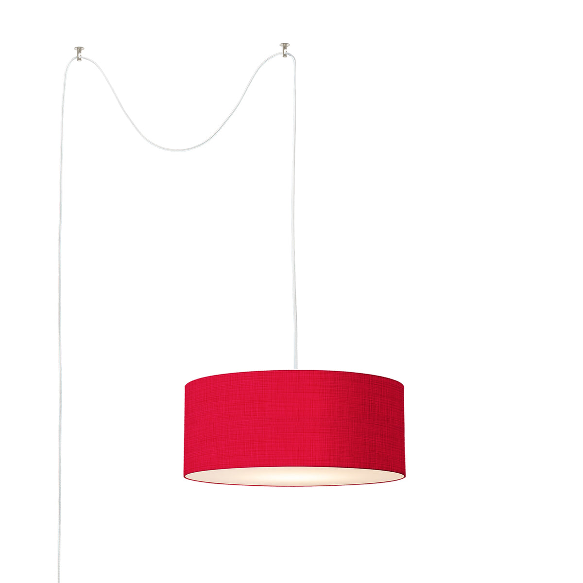 Stretch Swag Lamp by Nova of California, Crimson Red shade, Satin Nickel body – view 2