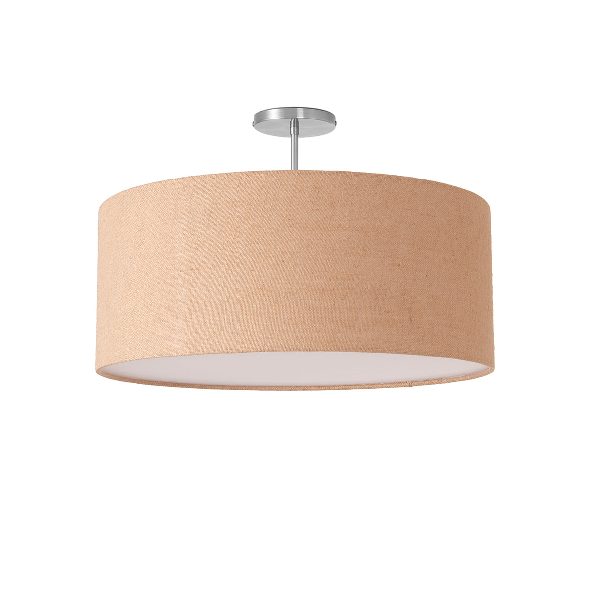 Stretch 22" Semi-Flush Mount by Nova of California, Burlap shade, Satin Nickel body – view 9