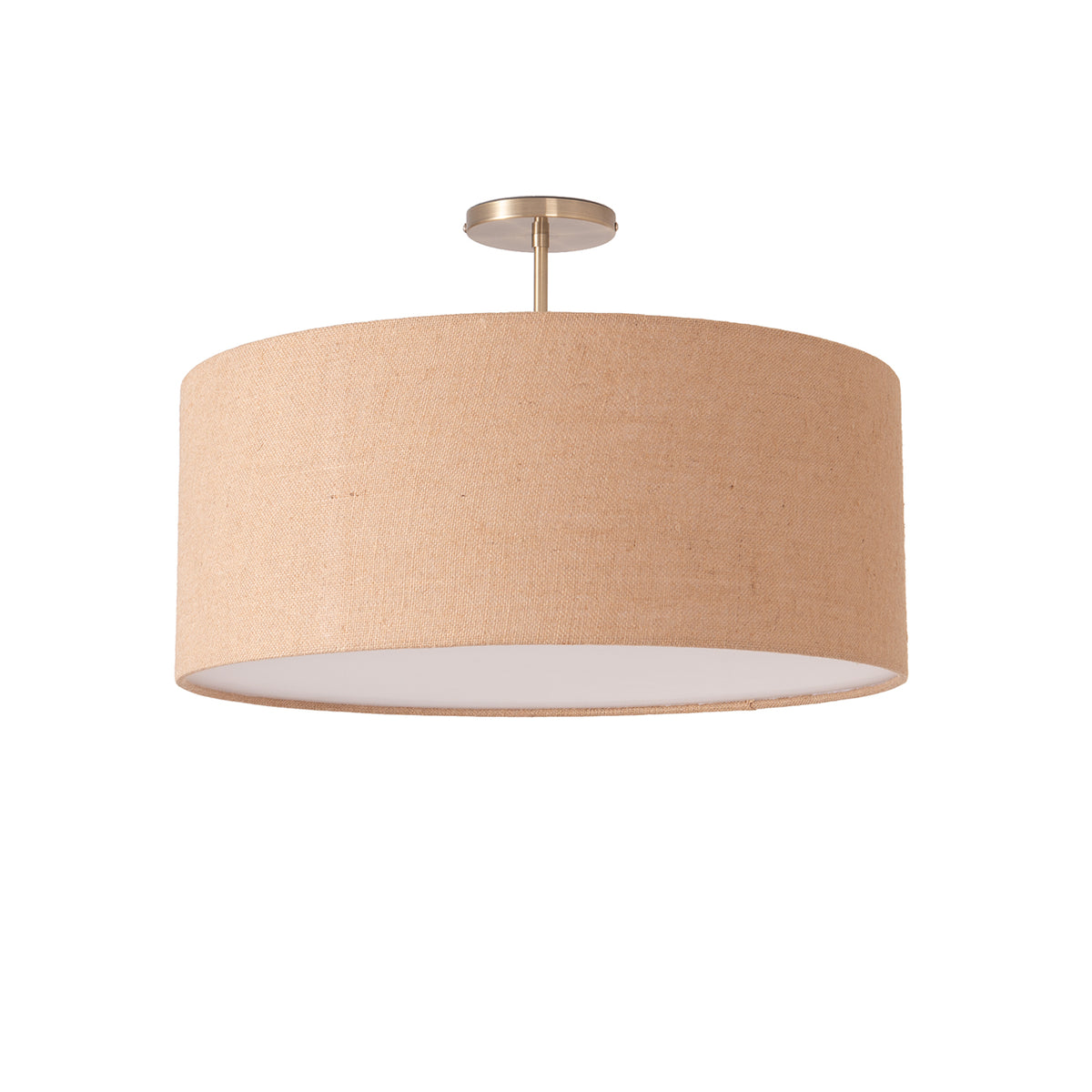 Stretch 22" Semi-Flush Mount by Nova of California, Burlap shade, Weathered Brass body – view 17