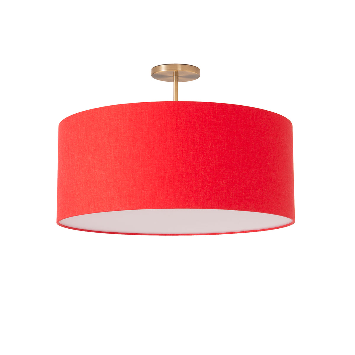 Stretch 22" Semi-Flush Mount by Nova of California, Crimson Red shade, Weathered Brass body – view 12