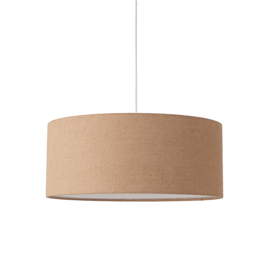 Stretch Pendant by Nova of California, Burlap shade, Satin Nickel body – view 1