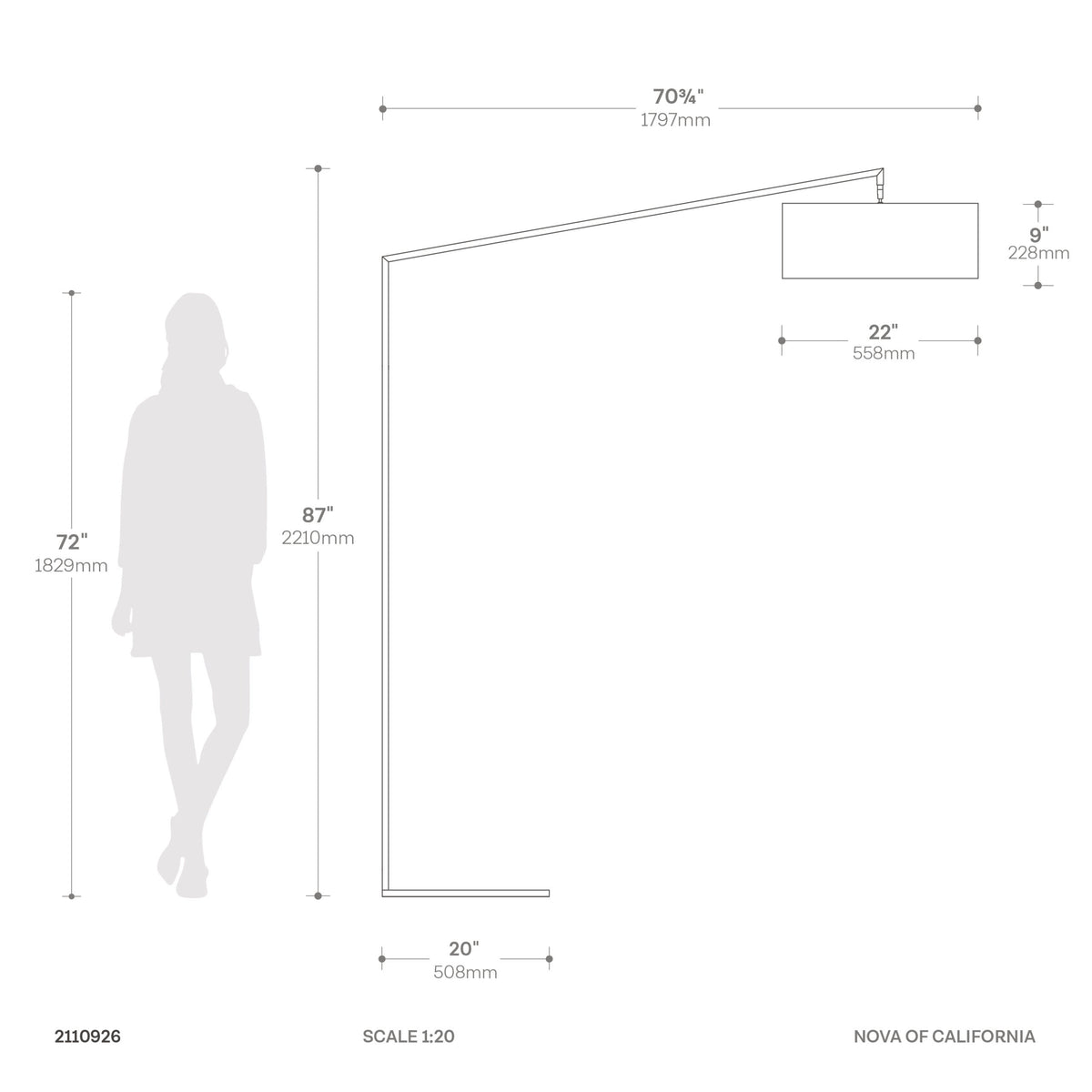 Stretch 87" Arc Floor Lamp by Nova of California – view 3