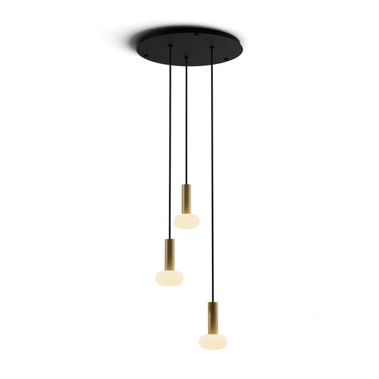 Combi Pendant 6 Circular 3 Combo Brass Matte Black Canopy Glass Ball Attachment Suspension Flush Mount 2 In 1 Cmp C3 S 06 Brs Na Glb by Koncept Inc