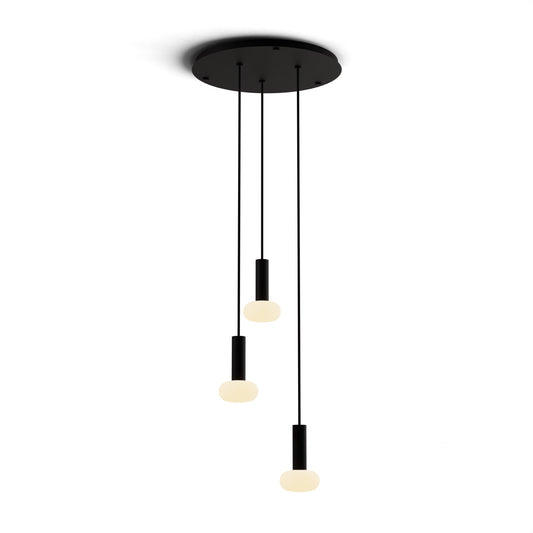 Combi Pendant 6 Circular 3 Combo Matte Black Matte Black Canopy Glass Ball Attachment Suspension Flush Mount 2 In 1 Cmp C3 S 06 Mtb Na Glb by Koncept Inc