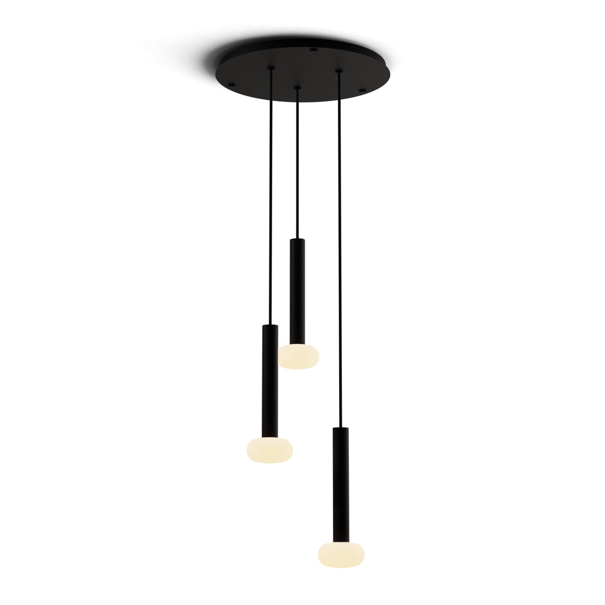 Koncept Combi Circular 3-Light LED Pendant, Matte Black, 12" Body, Frosted Glass Ball (CMP-C3-S-12-MTB+NA+GLB)