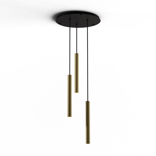 Combi Pendant 16 Circular 3 Combo Brass Matte Black Canopy Suspension Flush Mount 2 In 1 Cmp C3 S 16 Brs by Koncept Inc