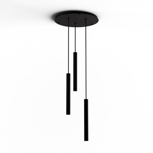 Combi Pendant 16 Circular 3 Combo Matte Black Matte Black Canopy Suspension Flush Mount 2 In 1 Cmp C3 S 16 Mtb by Koncept Inc