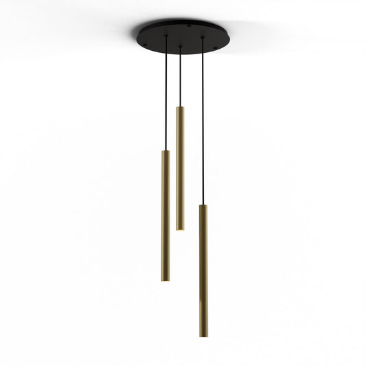 Combi Pendant 24 Circular 3 Combo Brass Matte Black Canopy Suspension Flush Mount 2 In 1 Cmp C3 S 24 Brs by Koncept Inc