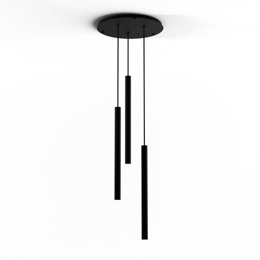 Combi Pendant 24 Circular 3 Combo Matte Black Matte Black Canopy Suspension Flush Mount 2 In 1 Cmp C3 S 24 Mtb by Koncept Inc
