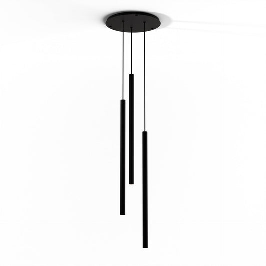 Combi Pendant 36 Circular 3 Combo Matte Black Matte Black Canopy Suspension Flush Mount 2 In 1 Cmp C3 S 36 Mtb by Koncept Inc