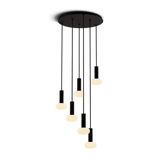 Combi Pendant 6 Circular 6 Combo Matte Black Matte Black Canopy Glass Ball Attachment Suspension Flush Mount 2 In 1 Cmp C6 S 06 Mtb Na Glb by Koncept Inc