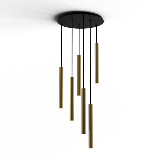 Combi Pendant 16 Circular 6 Combo Brass Matte Black Canopy Suspension Flush Mount 2 In 1 Cmp C6 S 16 Brs by Koncept Inc