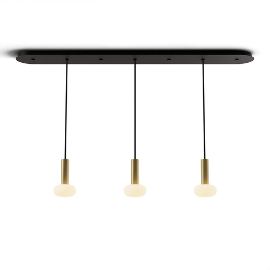 Combi Pendant 6 Linear 3 Combo Brass Matte Black Canopy Glass Ball Attachment Suspension Flush Mount 2 In 1 Cmp L3 S 06 Brs Na Glb by Koncept Inc