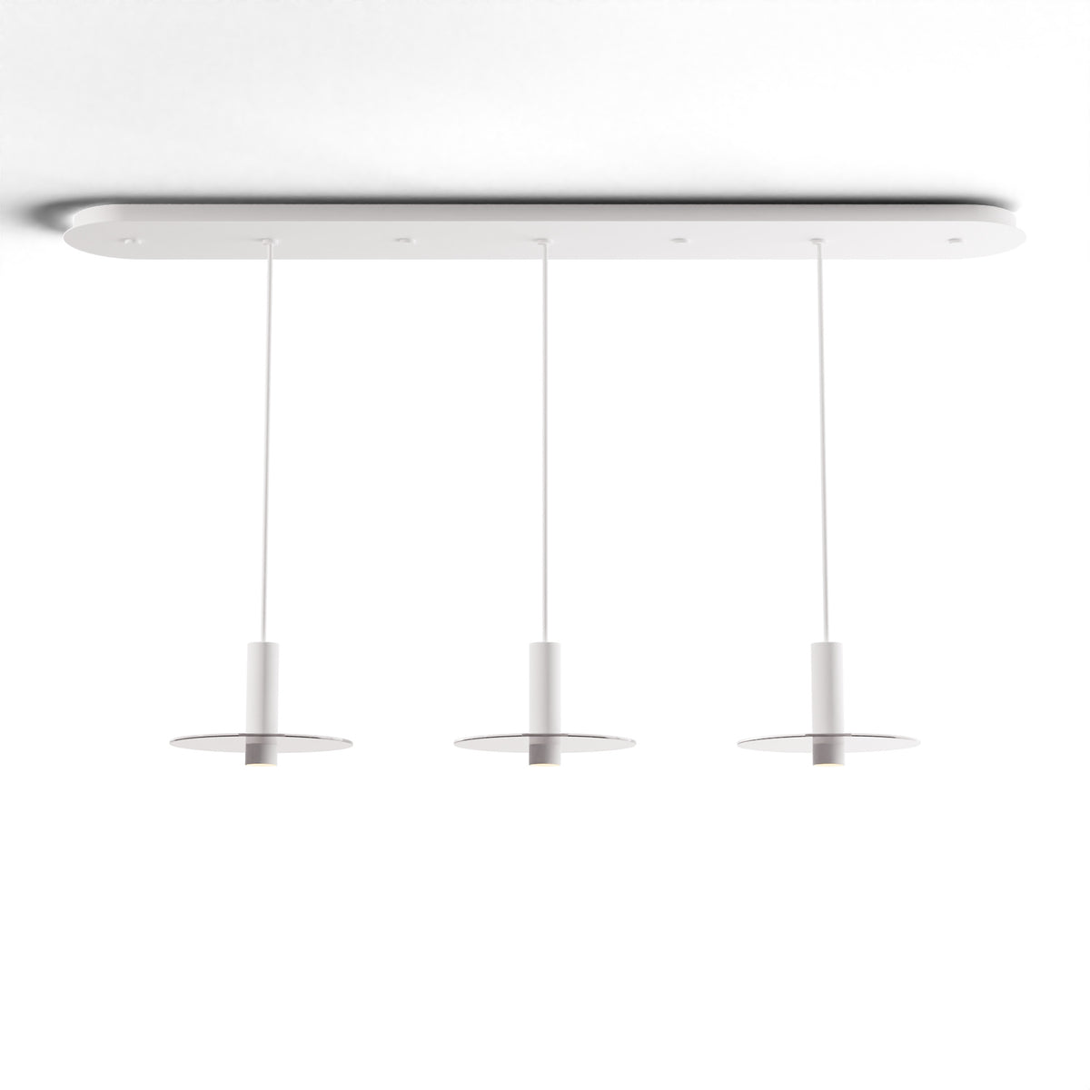 Koncept Combi Linear 3-Light LED Pendant, Matte White, 6" Body, 9" Glass Plate – Clear (CMP-L3-S-06-MWT+GCLR9)