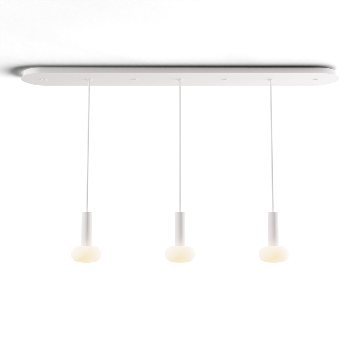 Koncept Combi Linear 3-Light LED Pendant, Matte White, 6" Body, Frosted Glass Ball (CMP-L3-S-06-MWT+NA+GLB)
