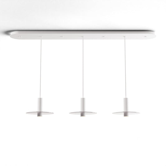 Combi Pendant 6 Linear 3 Combo Matte White Matte White Canopy 9 Glass Plate Clear Attachment Suspension Flush Mount 2 In 1 Cmp L3 S 06 Mwt Gclr9 by Koncept Inc