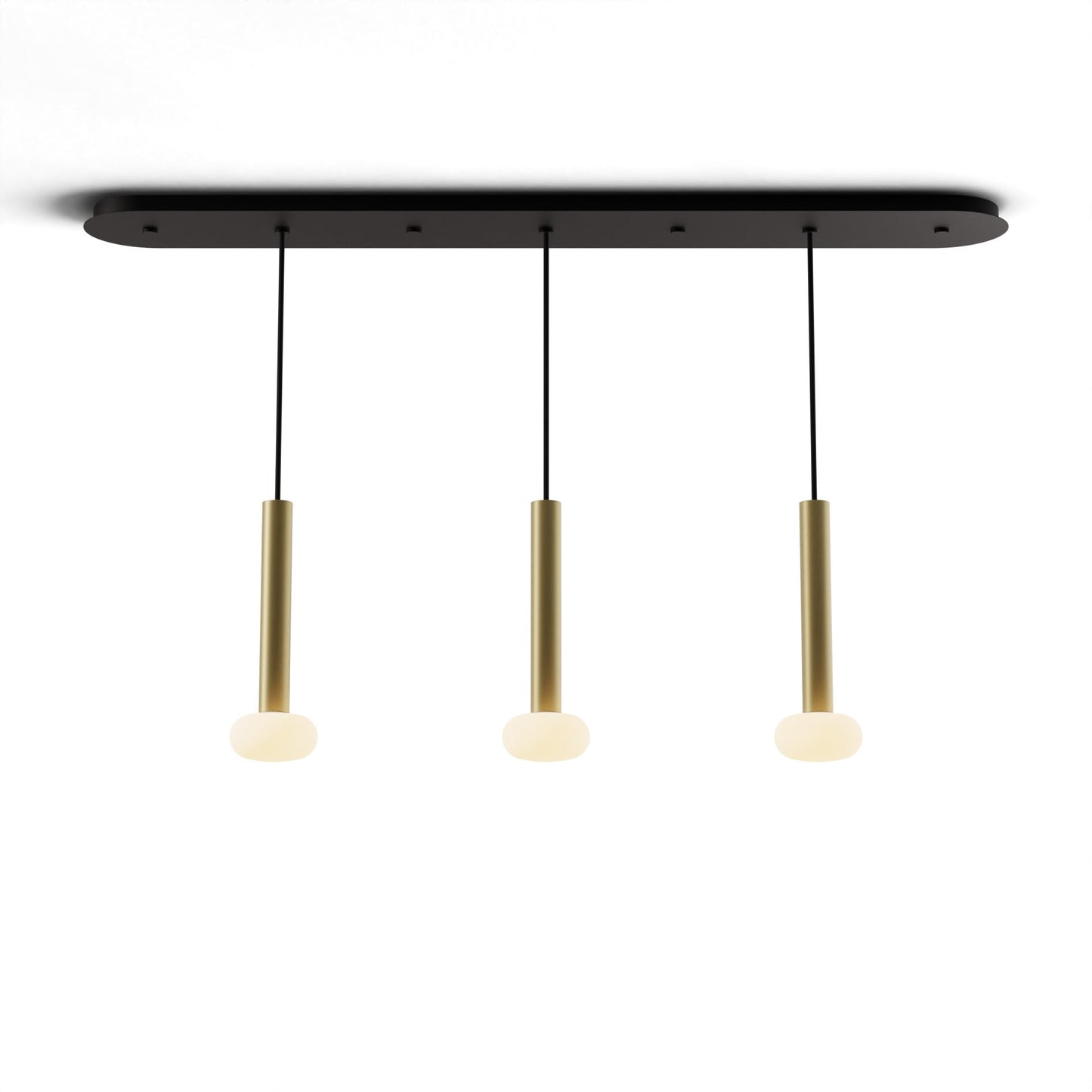 Combi Pendant 12 Linear 3 Combo Brass Matte Black Canopy Glass Ball Attachment Suspension Flush Mount 2 In 1 Cmp L3 S 12 Brs Na Glb by Koncept Inc