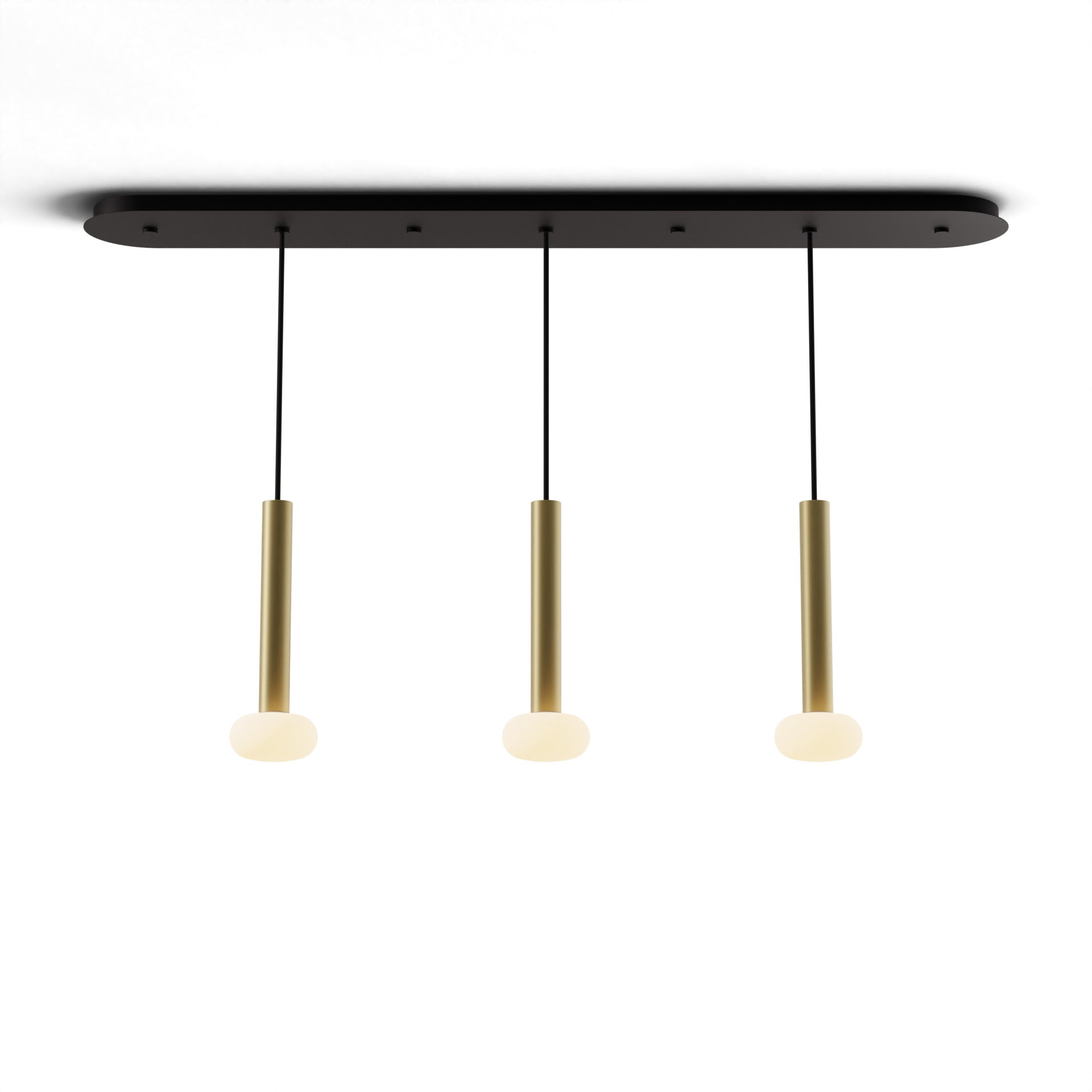 Combi Pendant 12 Linear 3 Combo Brass Matte Black Canopy Glass Ball Attachment Suspension Flush Mount 2 In 1 Cmp L3 S 12 Brs Na Glb by Koncept Inc