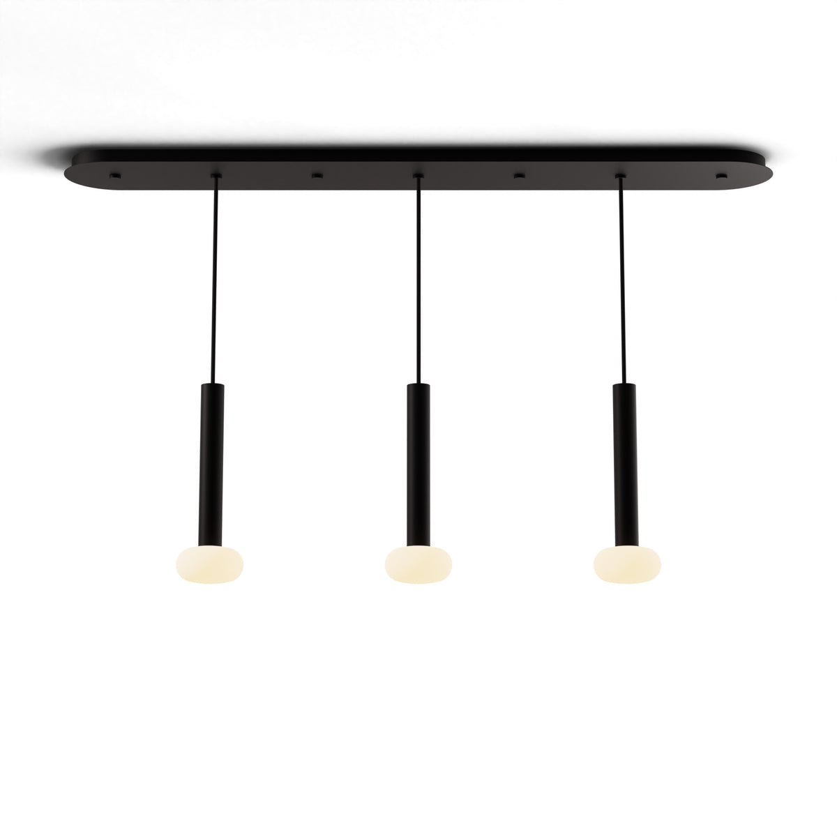 Koncept Combi Linear 3-Light LED Pendant, Matte Black, 12" Body, Frosted Glass Ball (CMP-L3-S-12-MTB+NA+GLB)
