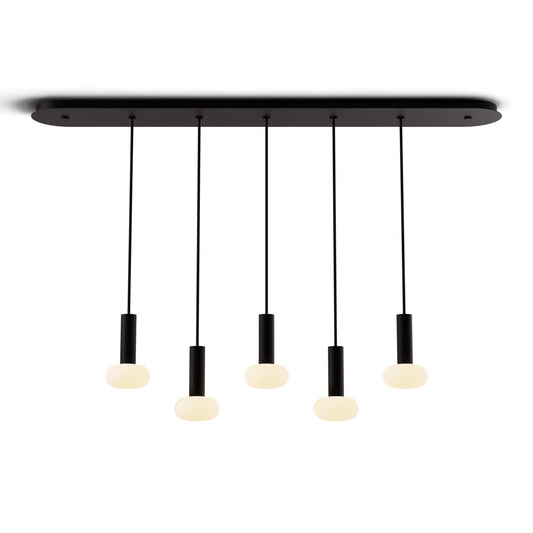 Combi Pendant 6 Linear 5 Combo Matte Black Matte Black Canopy Glass Ball Attachment Suspension Flush Mount 2 In 1 Cmp L5 S 06 Mtb Na Glb by Koncept Inc