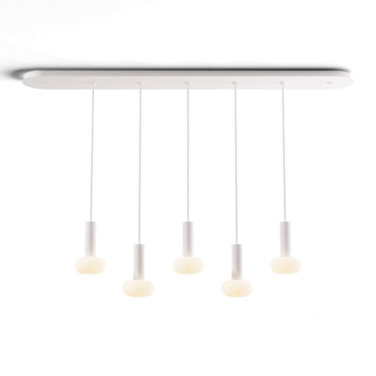 Combi Pendant 6 Linear 5 Combo Matte White Matte White Canopy Glass Ball Attachment Suspension Flush Mount 2 In 1 Cmp L5 S 06 Mwt Na Glb by Koncept Inc