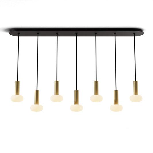 Combi Pendant 6 Linear 7 Combo Brass Matte Black Canopy Glass Ball Attachment Suspension Flush Mount 2 In 1 Cmp L7 S 06 Brs Na Glb by Koncept Inc