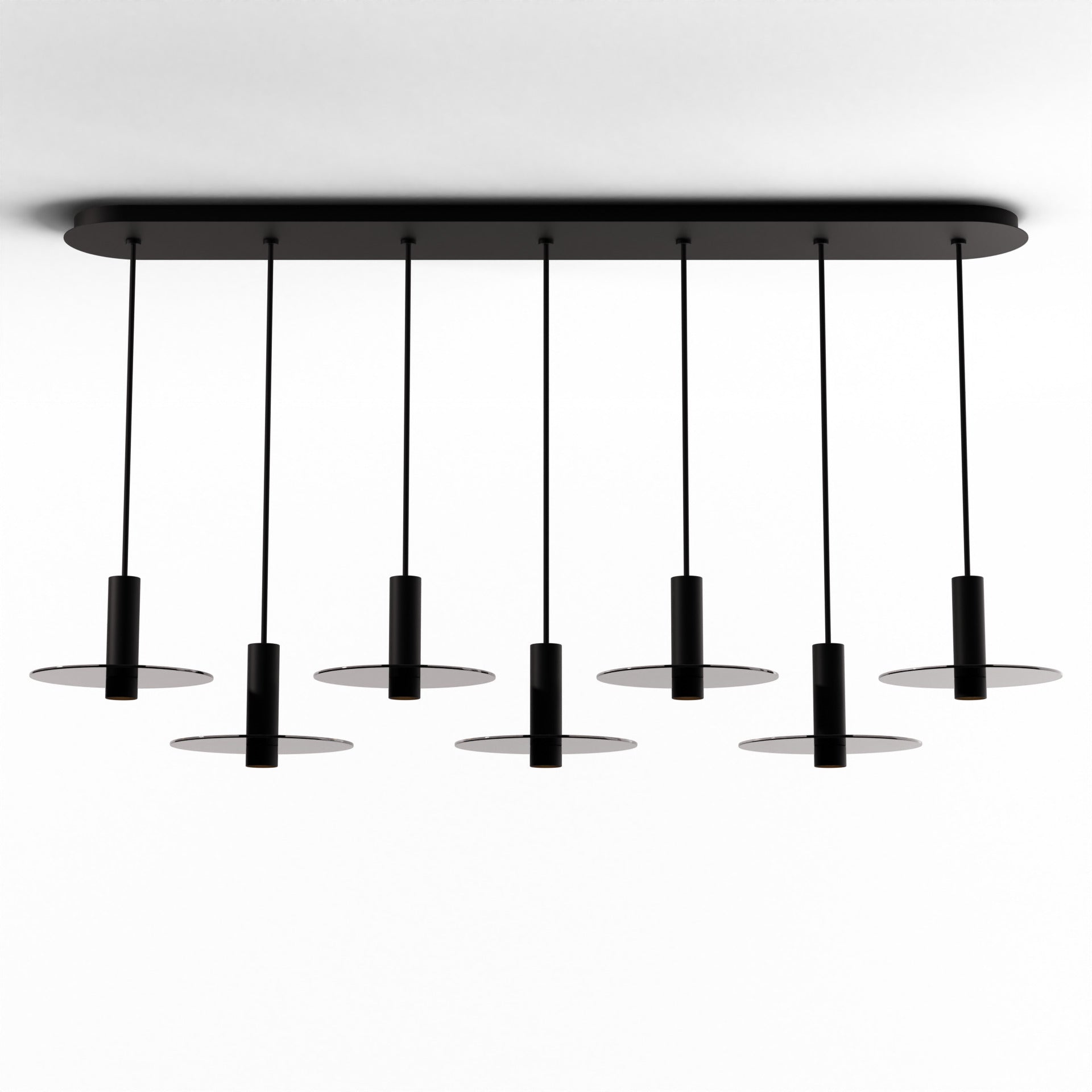 Combi Pendant 6 Linear 7 Combo Matte Black Matte Black Canopy 9 Glass Plate Dark Grey Attachment Suspension Flush Mount 2 In 1 Cmp L7 S 06 Mtb Gdgy9 by Koncept Inc