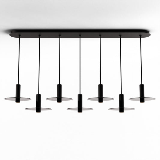 Combi Pendant 6 Linear 7 Combo Matte Black Matte Black Canopy 9 Glass Plate Dark Grey Attachment Suspension Flush Mount 2 In 1 Cmp L7 S 06 Mtb Gdgy9 by Koncept Inc