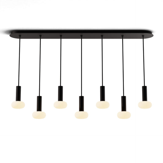 Combi Pendant 6 Linear 7 Combo Matte Black Matte Black Canopy Glass Ball Attachment Suspension Flush Mount 2 In 1 Cmp L7 S 06 Mtb Na Glb by Koncept Inc
