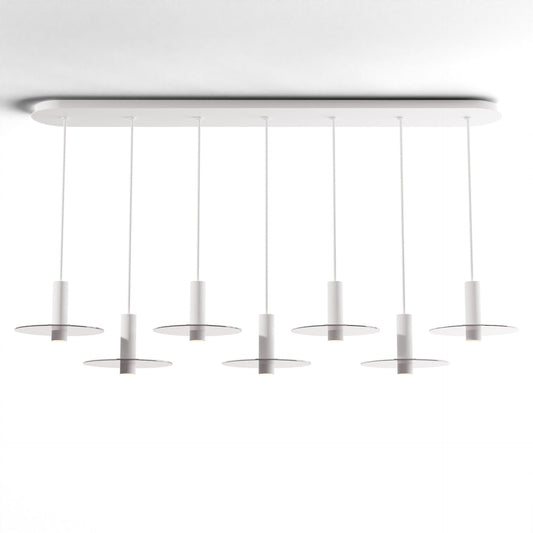 Combi Pendant 6 Linear 7 Combo Matte White Matte White Canopy 9 Glass Plate Clear Attachment Suspension Flush Mount 2 In 1 Cmp L7 S 06 Mwt Gclr9 by Koncept Inc