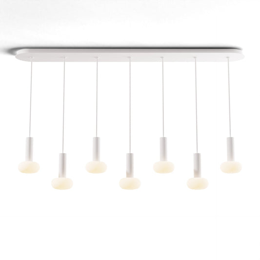 Combi Pendant 6 Linear 7 Combo Matte White Matte White Canopy Glass Ball Attachment Suspension Flush Mount 2 In 1 Cmp L7 S 06 Mwt Na Glb by Koncept Inc