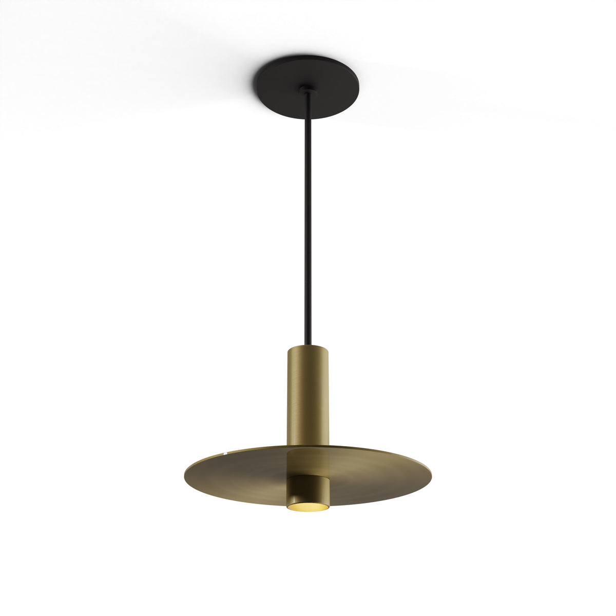 Koncept Combi Single LED Pendant, Brass, 6" Body, 9" Metal Plate – Brass (CMP-S1-S-06-BRS+MBRS9)
