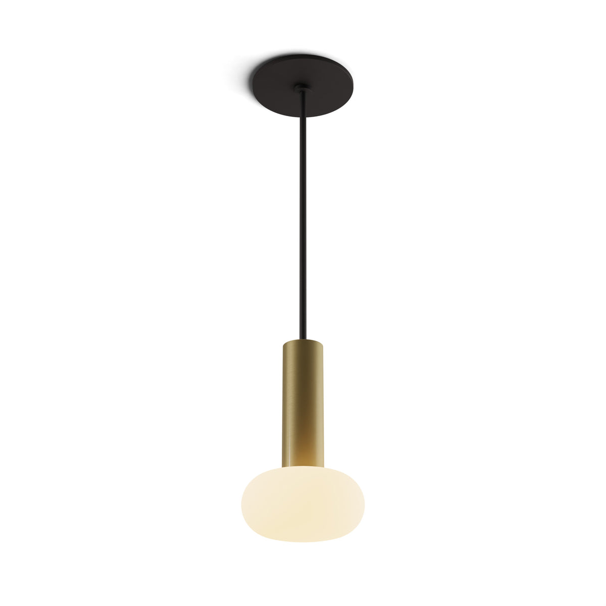 Koncept Combi Single LED Pendant, Brass, 6" Body, Frosted Glass Ball (CMP-S1-S-06-BRS+NA+GLB)